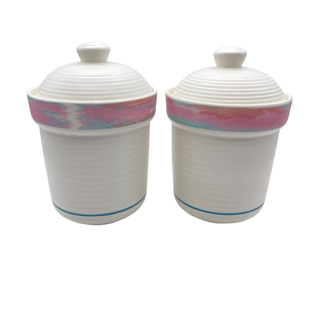 Vintage Treasure Craft Mirage Southwest design canister set of two 80s 90s jars‎